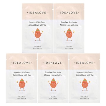 Idealove, Superfood Skin Savior, Almond Love with You，5 片美容面膜，每片 0.68 液量盎司（20 毫升）