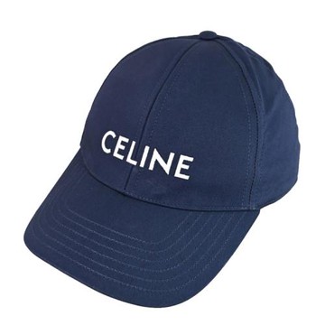 CELINE 經典電繡LOGO棉質可調式棒球帽.深藍