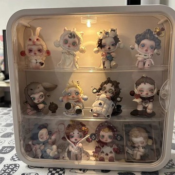 盲盒收納展示架帶燈掛墻手辦盒透明防塵罩溫度造景攻仔場景布置箱