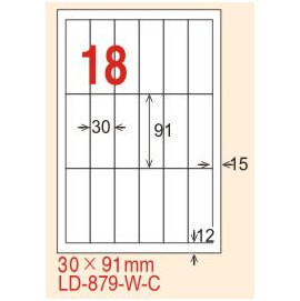 【龍德】LD-879(直角-可再貼) 雷射、噴墨、影印三用電腦標籤 30x91mm 20大張/包