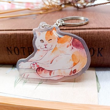 KR435高冷三花E Cold Calico Cat E 無愛想な三毛猫E/晶透吊飾