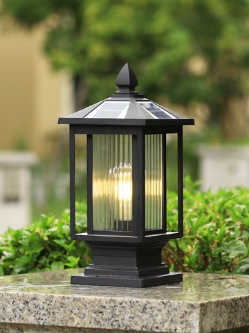 戶外柱頭燈防水太陽能庭院燈別墅花園圍墻燈新中式柱燈室外柱子燈