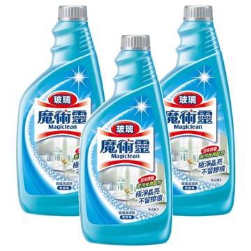 Kao 花王 Magiclean 魔術靈 玻璃清潔劑 更替瓶 極淨晶亮不留擦痕  500ml  3瓶