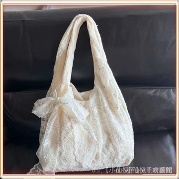 ✨台灣出貨  韓係小清新蕾絲花朵帆佈包女2026新款大容量單肩托特包通懃腋下包 💎滿額免運💎