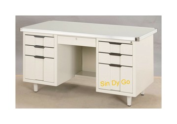 【鑫蘭家具】半港桌辦公桌W135cm 附玻璃 主管桌 電腦桌 書桌 工作桌 效率桌