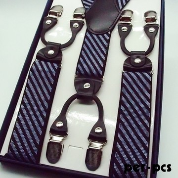 per-pcs 質感穩重金屬吊帶_條紋藍(HA-0022)