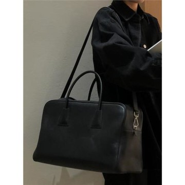 歐美專柜時尚暗黑大容量公文包保齡球設計師款清冷通勤手提單肩包