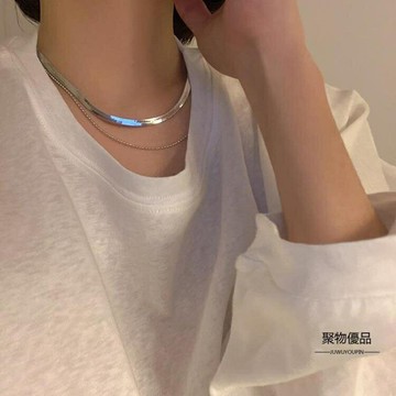 簡約雙層疊戴項錬女輕奢小眾鎖骨錬毛衣錬【聚物優品】