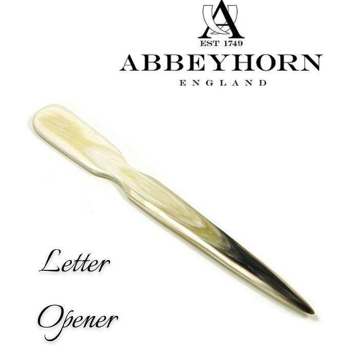 英国製 レターオープナー 水牛角 18.5cm ペーパーナイフ ABBEYHORNアビホーン ロゴあり アビィホーン ハンドメイド 天然素材 手作り 封筒開封 ホーンウェア PKH