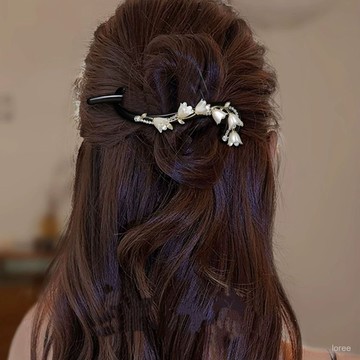 🌈臺灣出貨 🌈古風 鈴蘭花髮夾 女 2025新款高級感扭扭夾後腦勺輕奢大號盤髮夾髮卡韓係髮夾 盤髮夾 髮束 髮夾 髮飾