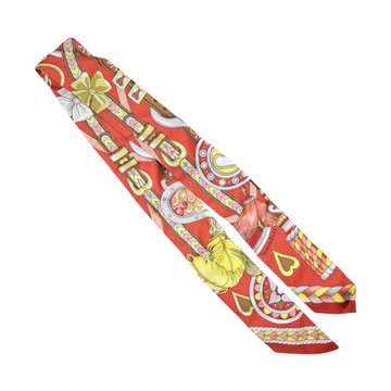 HERMES 愛馬仕 紅色 絲綢 Harnais de Coeur Twilly 絲巾 【二手名牌BRAND OFF】