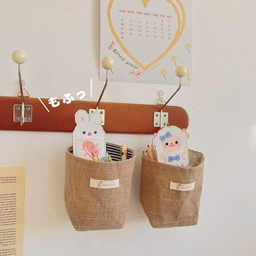 ins棉麻掛袋簡約墻面收納袋子 入戶鑰匙收納文具學生宿舍雜物掛籃
