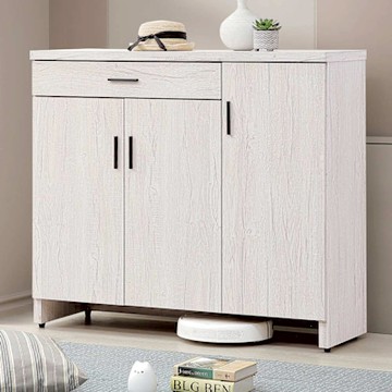 文創集 高格淺橡4尺三門單抽鞋櫃-120x40x106cm免組