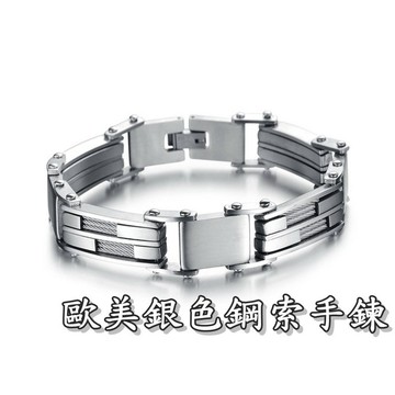 《316小舖》【N178】(優質精鋼手鍊-歐美銀色鋼索手鍊-單件價 /情人節禮物/好友禮物/流行手鍊/耶誕禮物)