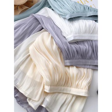 垂感中長款裙子珠光柔軟仙氣半身裙絲光感紗裙溫柔A字裙女春夏新