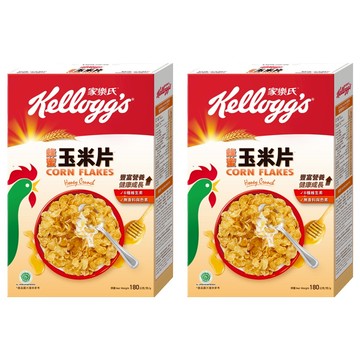 Kellogg's 家樂氏 CORN FLAKES 蜂蜜玉米片 豐富營養 健康成長 含8種維生素 無香料與色素  180g  2盒