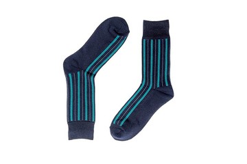 抗菌除臭紳士襪 粗直條藍綠