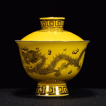 功夫茶具三才蓋碗茶杯碗陶瓷般若波羅蜜多心經大號霽藍釉蓋碗茶杯1入