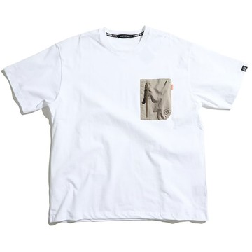 UNDER PEACE 25SS MASTER / ZIP POCKET TEE 拼接 寬版口袋 短T (白色)