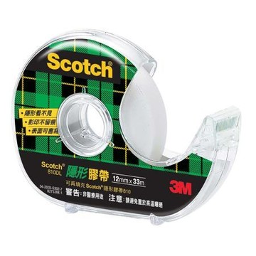 3M Scotch小管芯隱形膠帶/810DL/12mmx33M/附膠帶台
