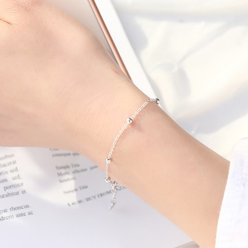 925純銀小圓珠手鏈chic冷淡風手鏈ins簡約個性手鐲氣質少女顯手白