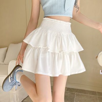 甜美荷葉高腰短裙 裙子 日系 大童 褲裙 校園 表演 學生 大人 女裝 服飾 橘魔法 現貨【BB8689】