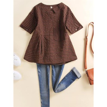 格子襯衫女2025年新款時尚洋氣短款上衣女夏季高腰甜美別致設計感