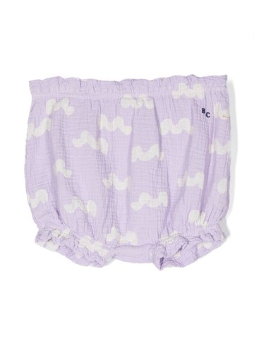 Bobo Choses - wave-print ruffled bloomers - kids - Organic Cotton - 3 mth - Purple