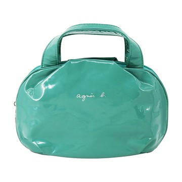 [平輸版]agnes b. 亮面軟皮小手提包-湖水綠/真品平輸