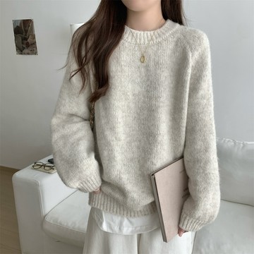 Vuja de  杏色針織毛衣  頭套毛衣  針織上衣  秋冬  寬鬆長袖  oversize  寬鬆上衣  衣服女