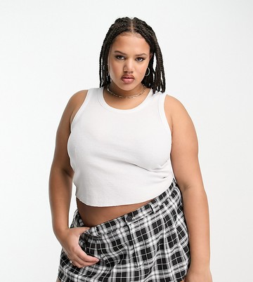 COLLUSION Plus waffle vest in white