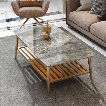免運 開立發票 公司貨 岩板茶几桌 岩板桌 茶几桌 邊桌北歐亮光高級感巖板茶幾客廳家用小戶型輕奢現代長方型大理石茶桌AA0820