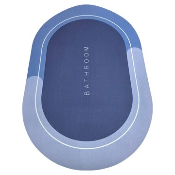 FANCY LIFE 硅藻泥地墊 橢圓款 深海藍 浴室地墊  58 x 38cm  1個