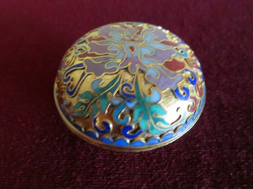 八十年代景泰藍老 貨銅胎金地 粉盒（3）（27）