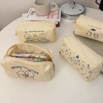 🎀臺灣出貨🎀小鯊魚兒 韓國大容量筆袋ins日系初高中學生女簡約帆布鉛筆文具袋 鉛筆盒 筆袋 鉛筆袋 鉛筆盒國中生 筆