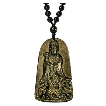 財神小舖 God of wealth Shop 普渡眾生媽祖 天然金曜石項鍊  典雅 金色  1條