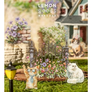 🍋檸檬青🍋新款現貨特價售完無補後院裡的貓系列6款15枚入籬笆貓咪造景PET防水貼紙手帳裝飾素材