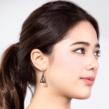 3D 打印三角形耳環 (S) (黑色) | 空間系列