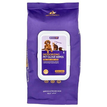 HICC Pet, 淨味寵物手套溼巾，貓狗專用，椰香，20 張