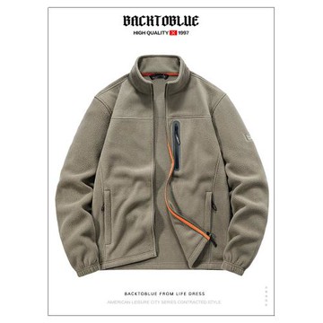 加絨加厚雙面搖粒絨外套男秋冬中青年寬松大碼休閑抓絨夾克上衣服