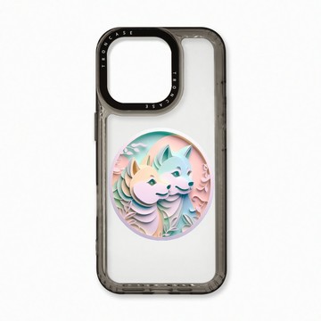 iPhone 16 Pro 殼 TRON IPhone 16 Pro 可愛紙雕柴犬 太空殼 透黑款 手機殼