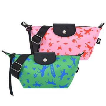 LONGCHAMP LE PLIAGE系列再生帆布奔馬撞色斜背包(迷你/多色選)