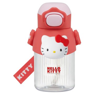 小禮堂 SKATER Hello Kitty 吸管水壺附背帶 590ml PMSHP6 (立體大臉款)