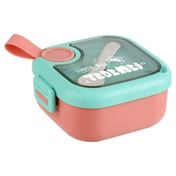 寶寶外餐具組 750ml抗菌密封防漏便當盒 附湯匙小剪刀  粉色  1組