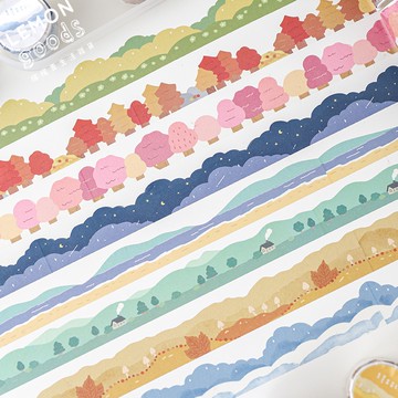 🍋檸檬青🍋清倉現貨草木悠然系列8款3/2.5cm*3m異形造景和紙膠帶貼紙手帳裝飾素材