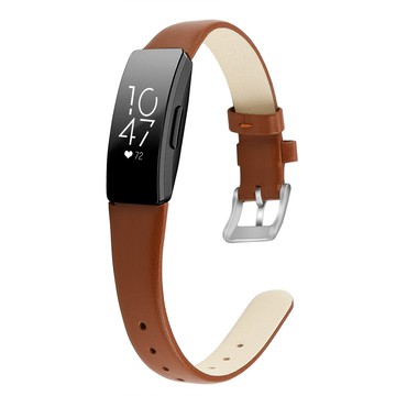 優樂悅~Fitbit Inspire HR手環表帶 腕帶 Inspire 純色印花真皮表帶皮帶