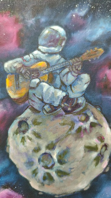 油畫心境。宇宙音樂。行星和恆星。