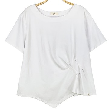 【Hana Mokuba】花木馬日系女裝素色純棉不對稱下襬T恤