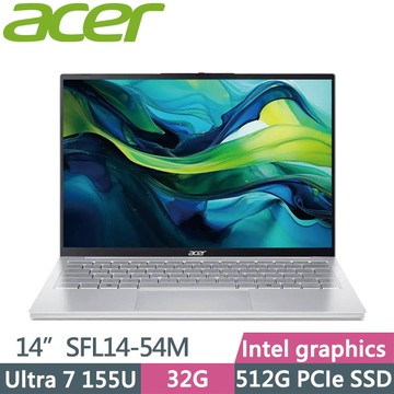 ACER Swift Lite SFL14-54M-760F 銀(Ultra 7 155U/32G/512G SSD/14吋WUXGA/W11)AI效能筆電