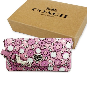 【COACH】經典LOGO花卉眼鏡墨鏡太陽眼鏡收納盒禮盒(花卉粉紫)
